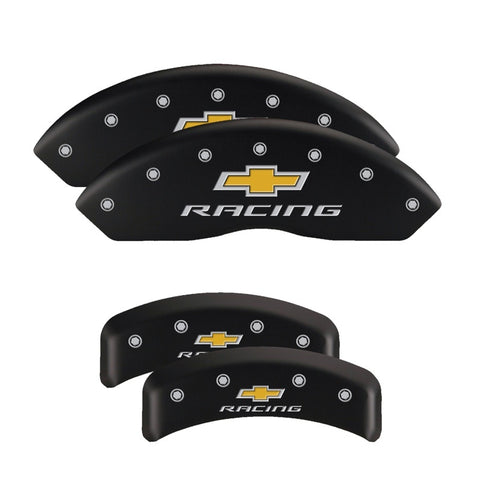 MGP 4 Caliper Covers Engraved Front & Rear Bowtie Red finish silver ch - 14011SBOWRD