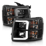 ANZO 07-13 Chevrolet Silverado 3500 Projector Headlights - Black Amber - 111480