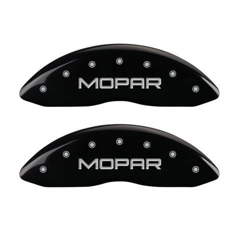 MGP Front set 2 Caliper Covers Engraved Front MOPAR Black finish silver ch - 42011FMOPBK