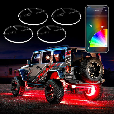 XK Glow Wheel Ring Light Kit XKchrome App controlled w/ Turn Signal Function 4pc 15In - XK-WHEEL-KIT