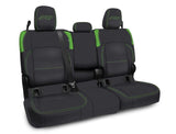 PRP Jeep Wrangler JT Rear Bench Covers - with Armrest - Black/Green - B056-06