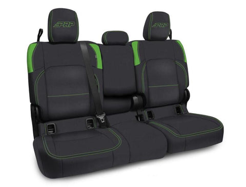 PRP Jeep Wrangler JT Rear Bench Covers - with Armrest - Black/Green - B056-06