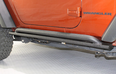 Fishbone Offroad 07-18 Jeep Wrangler JK 2 Door Rubicon Steel Rock Slider - Black Textured Powdercoat - FB23010