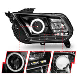 ANZO 2010-2014 Ford Mustang Projector Headlights w/ Halo Black (CCFL) - 121323