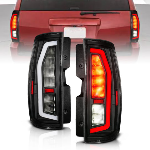 Anzo 07-14 Chevrolet Suburban / 07-14 GMC Yukon Black Full LED Tail Light Plank Style w/ Clear Lens - 311487