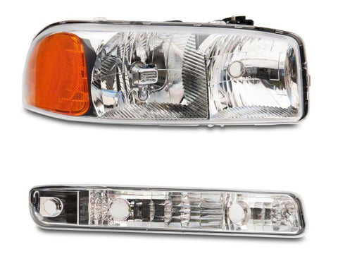 Raxiom 99-06 GMC Sierra 1500 Axial Series OEM Crystal Rep Headlights- Chrome Housing (Clear Lens) - S518303