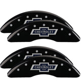 MGP 4 Caliper Covers Engraved F & R 100th Anniv Black Finish Silver Char 2019 Chevy Silverado 3500HD - 14173SBANBK