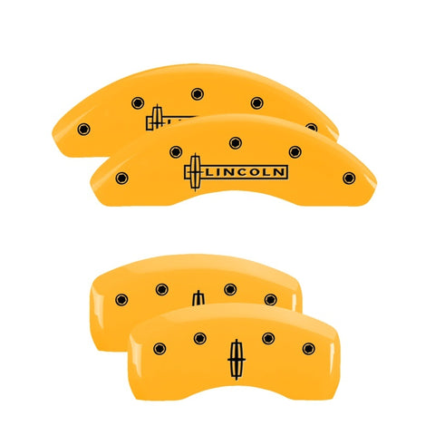 MGP 4 Caliper Covers Engraved Front Lincoln Rear Star Logo Yellow Finish Black Char 2011 Lincoln MKZ - 36008SLC1YL