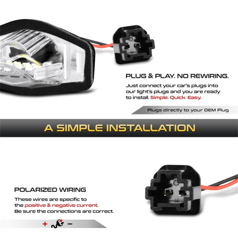 xTune 09-18 Honda Fit LED License Plate Bulb Assembly White 5500K LAC-LP-HODY08 - Pair - 9045004