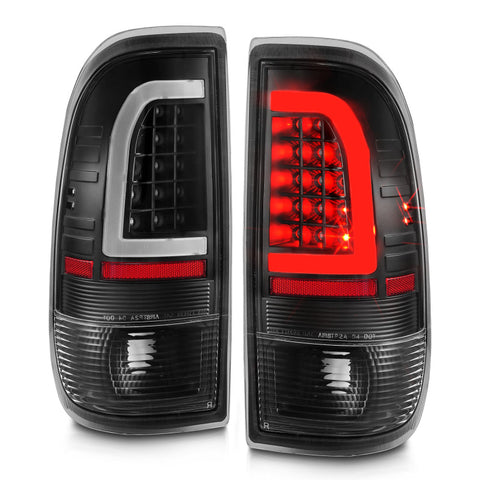 ANZO 1997-2003 Ford F-150 LED Tail Lights w/ Light Bar Black Housing Clear Lens - 311377