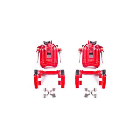 Power Stop 00-06 Audi TT Quattro (w/Non Vented Rotors Only) Rear Red Calipers w/Brackets - Pair - S2574