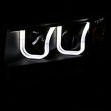 ANZO 2009-2014 Ford F-150 Projector Headlights w/ U-Bar Black Amber (HID TYPE) (WITHOUT HID KIT) - 111351