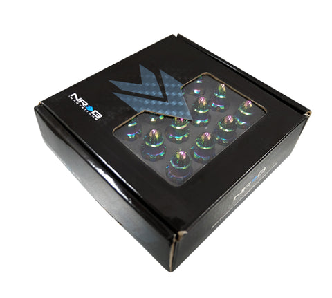 NRG 500 Series M12 X 1.5 Bullet Shape Steel Lug Nut Set - 21 Pc w/Lock Key - Neochrome - LN-LS500MC-21