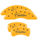 MGP 4 Caliper Covers Engraved F & R Cursive/Cadillac Yellow Finish Black Char 2017 Cadillac CT6 - 35026SCADYL
