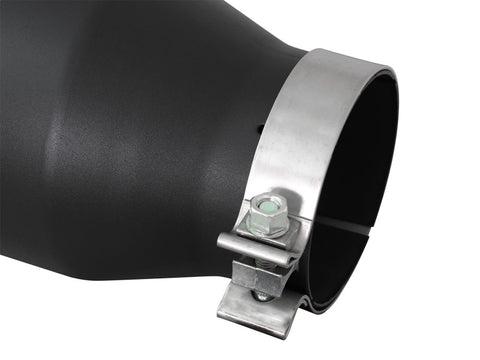 aFe Power MACH Force-Xp 4in In x 6in Out x 15in L Driver Side Clamp-On 4in 409 SS Exhaust Tip-Black - 49T40601-B15