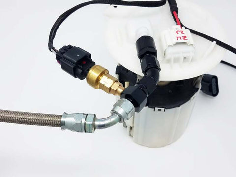 Aeromotive VaporWorx Fuel Module Outlet Kit - 45 Degree 3/8in Female to AN-06 Flare & 1/8in NPT Port - 65602