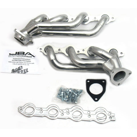 JBA 02-13 GM Truck 4.8L/5.3L LS Silver Ctd Cat4Ward Header - 1850S-2JS
