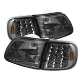 xTune Ford F150 97-03 Crystal Headlights w/ Clear LED Corners Smoke HD-ON-FF15097-LED-SET-SM - 5014801
