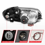 ANZO 00-04 Toyota Tundra (Fits Reg/Acc Cab Only) Crystal Headlights w/Light Bar Black w/Corner Light - 111579