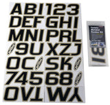 Hardline Boat Lettering Registration Kit 3 in. - 700 Black/Beige - BLKBE700