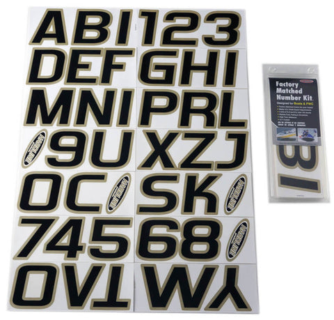 Hardline Boat Lettering Registration Kit 3 in. - 700 Black/Beige - BLKBE700