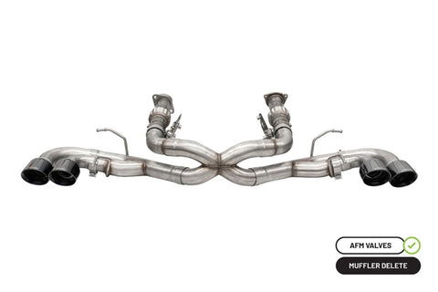 Corsa 20-25 Corvette C8 3in Xtreme Cat-Back Exhaust 4.5in Blk Quad Tips - Integrates stock AFM Valve - 21102BLK