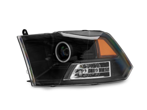Raxiom 09-18 RAM 1500 Super White LED Halo Projector Headlights- Black Housing (Clear Lens) - R110150