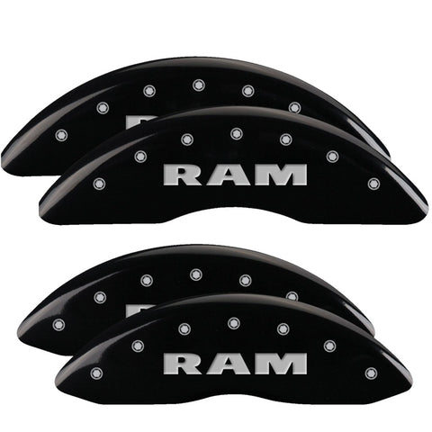MGP 4 Caliper Covers Engraved Front & Rear RAM Black finish silver ch - 55002SRAMBK