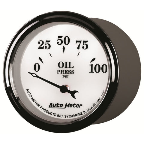 AutoMeter Gauge Oil Press 2-1/16in. 100PSI Elec Old Tyme White II - 1227