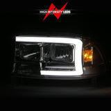 ANZO 97-04 Dodge Dakota/Durango Crystal headlight Set w/ Light Bar Chrome Housing - 111592