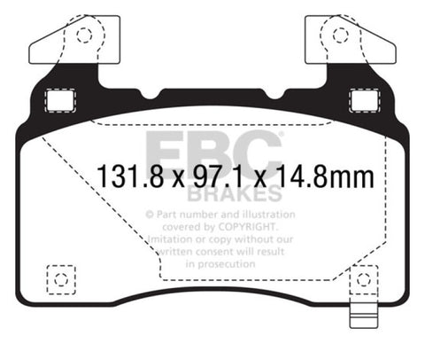EBC 14+ Cadillac CTS Vsport 3.6 Twin Turbo Yellowstuff Front Brake Pads - DP43028R