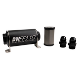 DeatschWerks Stainless Steel 10AN 100 Micron Universal Inline Fuel Filter Housing Kit (110mm) - 8-03-110-100K-10