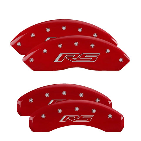 MGP 4 Caliper Covers Engraved Front & Rear Gen 5/RS Red finish silver ch - 14240SRS5RD