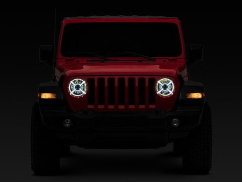 Raxiom 18-22 Jeep Wrangler JL/ JT 9-Inch LED Headlights w/ DRL and Halo- Black Housing (Clear Lens) - J137646