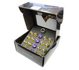 NRG 200 Series M12 X 1.5 Titanium Lug Nut Set - 21 Pc w/Lock Key Socket - Neochrome - LN-T200MC-21