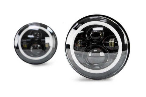 DV8 Offroad 07-18 Jeep Wrangler JK LED Projector Headlights w/ Angel Eyes - HL7JK-02