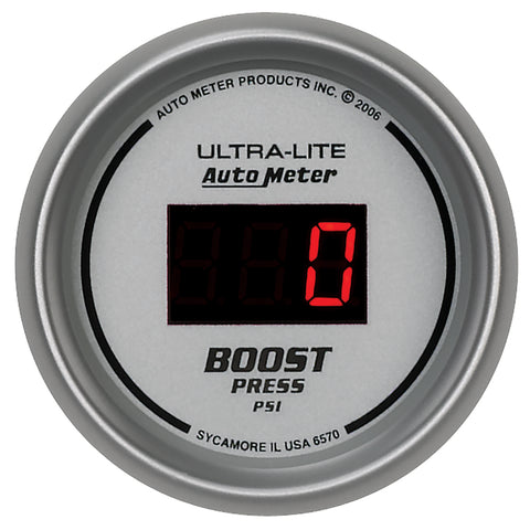 Autometer Ultra-Lite 2-1/16in 5-60 PSI Digital Boost Pressure Gauge - Silver - 6570