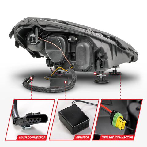 ANZO 05-13 Chevrolet Corvette Projector Headlights w/switchback & Sequential LED - Black Amber - 121571