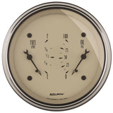 AutoMeter Gauge Dual Fuel & Oilp 3-3/8in. 0 Ohm(e) to 90 Ohm(f)& 100PSI Elec Antique Beige - 1824