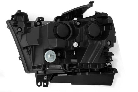 AlphaRex 19-20 Dodge Ram 1500 LUXX LED Proj Headlights Plank Jet Blk w/Activ Light/Seq Signal/DRL - 880545