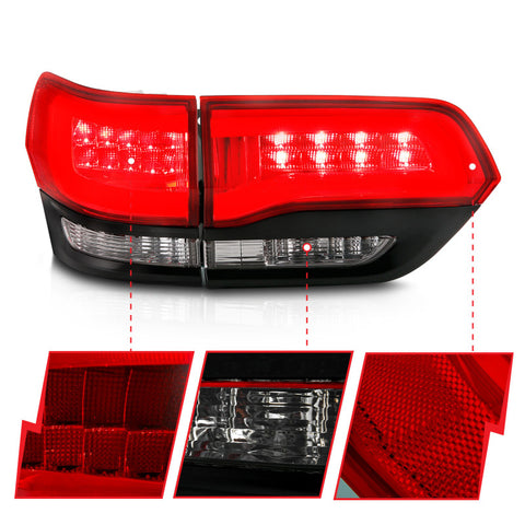 ANZO 2014-2016 Jeep Grand Cherokee LED Taillights Red/Clear - 311268