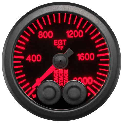 Autometer Stack 52mm 0-2000 Deg F Pro-Control Exhaust Gas Temp Gauge - Black - ST3514