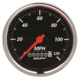 Autometer Designer Black 3-3/8in Electrical 120MPH Speedometer w/ Wheel Odometer - 1479