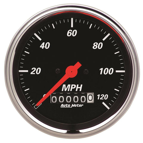 Autometer Designer Black 3-3/8in Electrical 120MPH Speedometer w/ Wheel Odometer - 1479