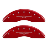 MGP 4 Caliper Covers Engraved Front & Rear Style 1/Chrysler Wing Red finish silver ch - 32002SCW1RD