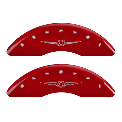 MGP 4 Caliper Covers Engraved Front & Rear Style 1/Chrysler Wing Red finish silver ch - 32002SCW1RD