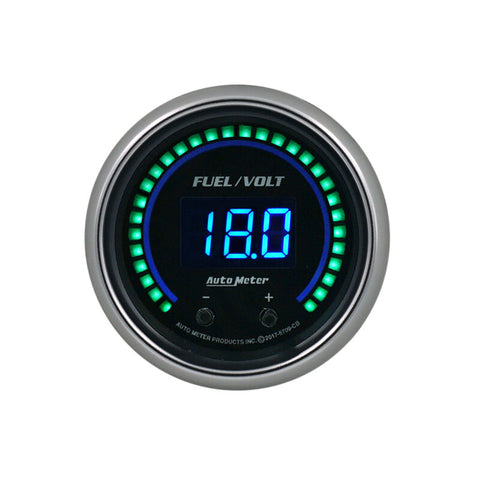 Autometer 52.4mm Black Switchable 0-100 Fuel Level / 8-18V Voltmeter Cobalt Elite Digital Gauge - 6709-CB