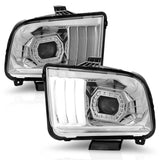 ANZO 05-09 Ford Mustang (w/Factory Halogen HL Only) Projector Headlights w/Light Bar Chrome Housing - 121567