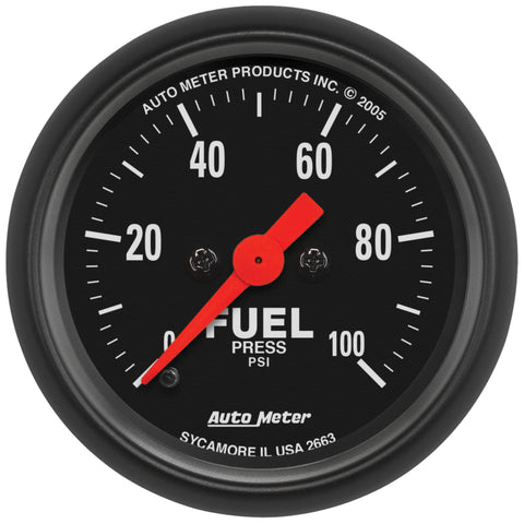Autometer FSE 52.4mm 0-100 PSI w/o Peak & Valley Fuel Press Gauge - 2663