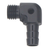DeatschWerks Metric M12 to 3/8in Hose Barb 90-Degree Fitting w/ Venturi Port - Anodized Matte Black - 6-02-0650-B